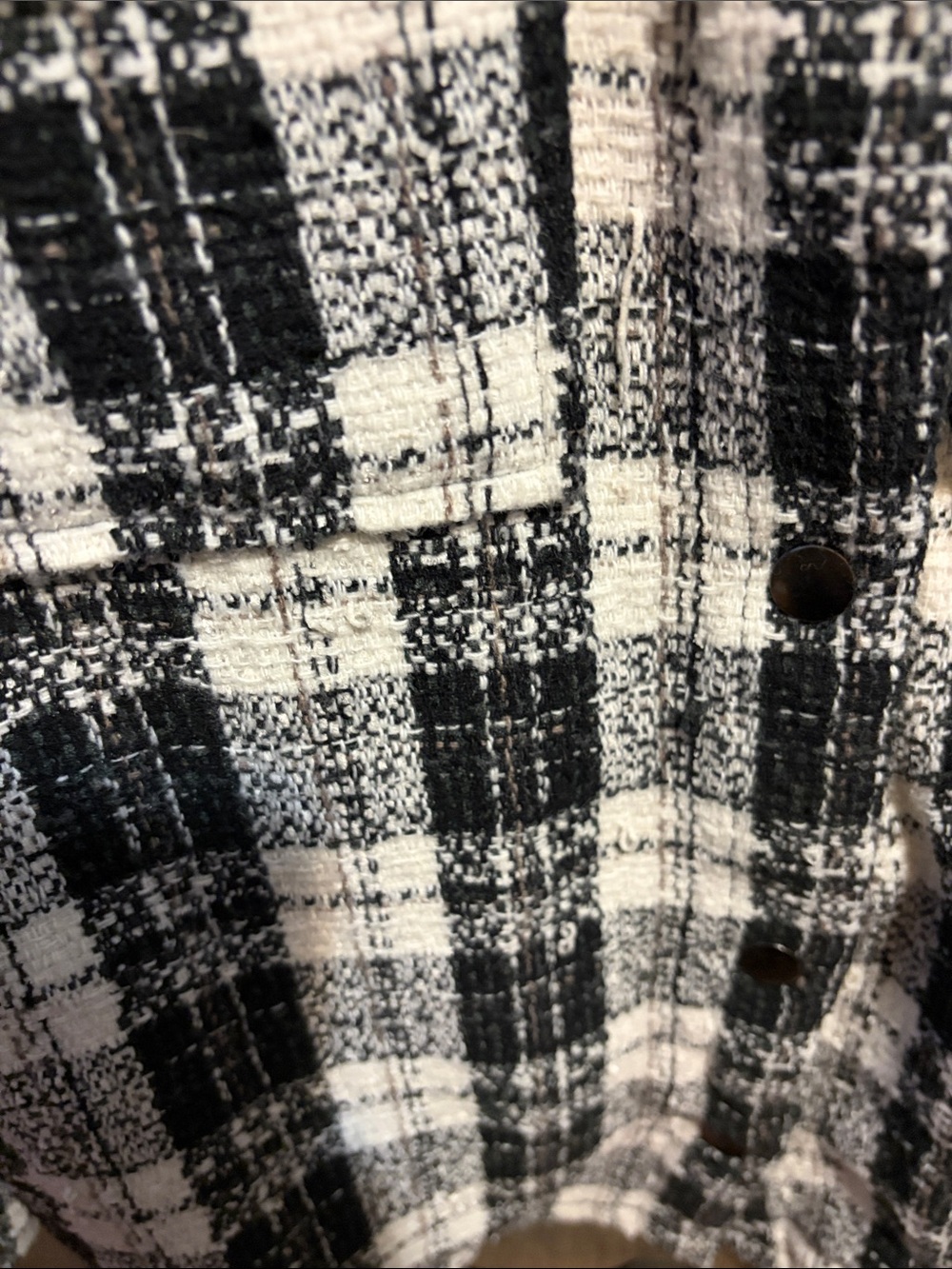 BB Dakota Black and White Plaid Tweed Shacket - Picture 7 of 8